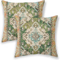 Betginy Boho Pillow Covers 22X22, Olive Green Ethnic Design Outdoor Decorative Throw Pillows For Couch, Carpet Pattern Decor Cus
