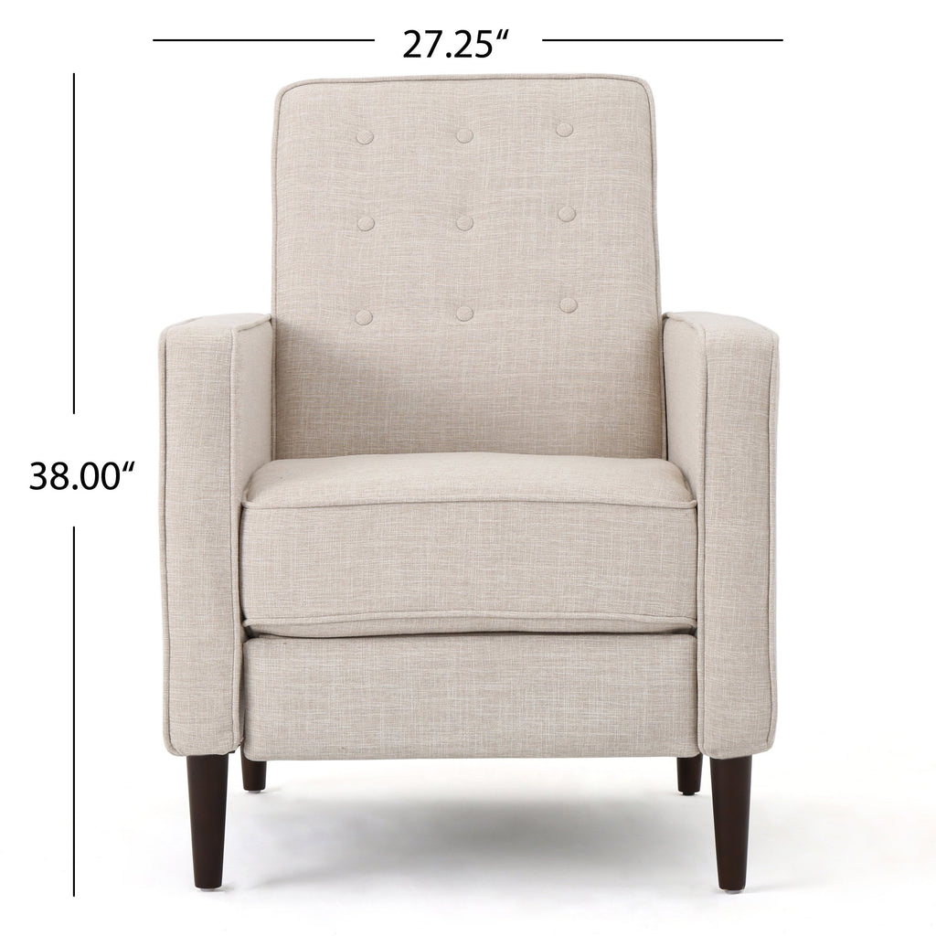 Gdfstudio Mid Century Modern Fabric Recliner (Set Of 2) (Cream)