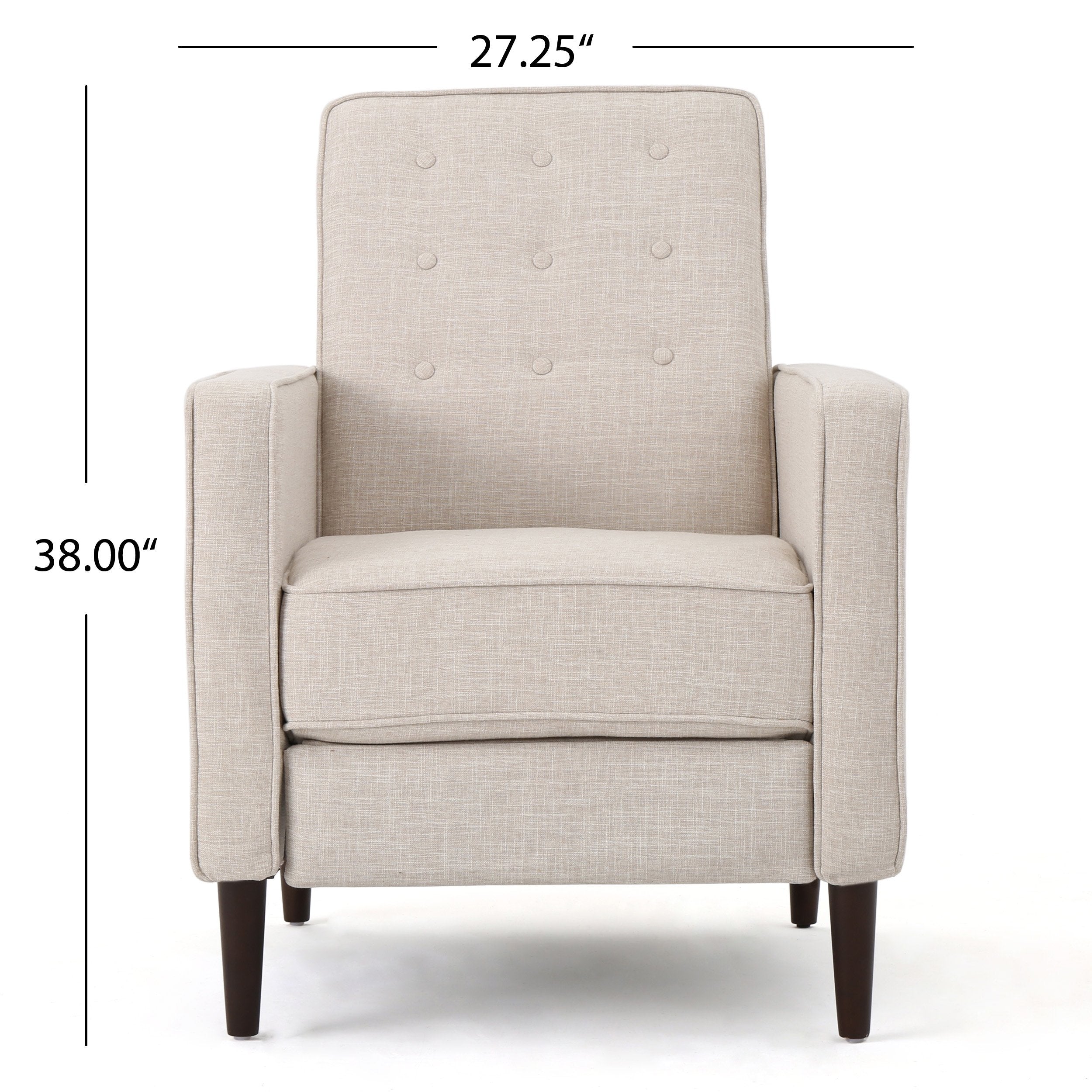 Gdfstudio Mid Century Modern Fabric Recliner (Set Of 2) (Cream)