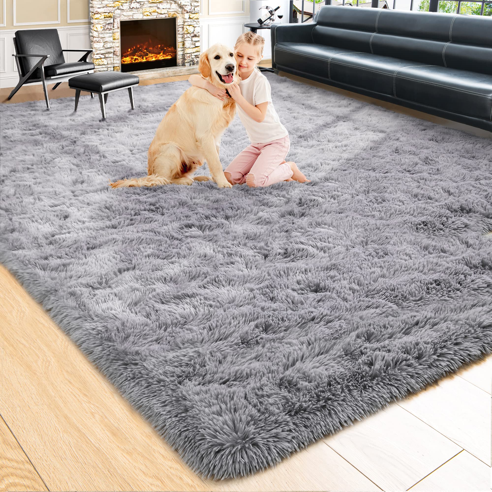 Noahas Fluffy Bedroom Rug Carpet,5.3x7.5 Feet,Shaggy Fuzzy Rugs for Bedroom,Soft Rug for Kids Room,Plush Nursery Rug for Baby,Th