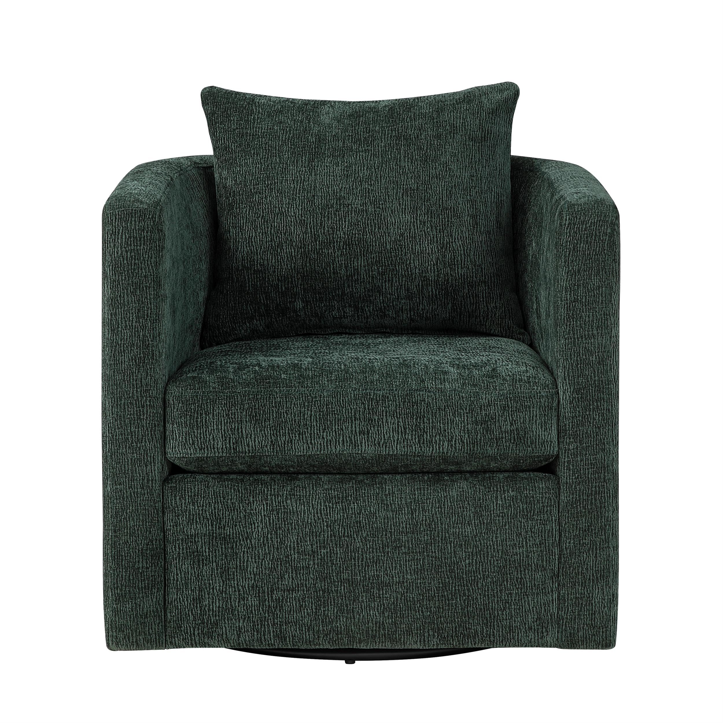 Comfort Pointe Sheldon Kelly Green Fabric Swivel Barrel Chair