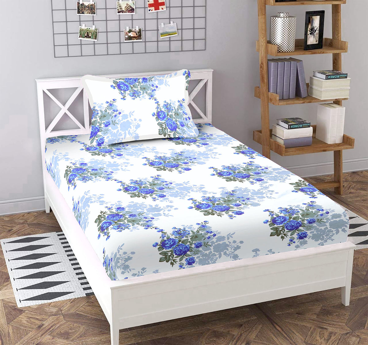 BLUEDOT 200 TC Cotton Single Bedsheet with 1 Pillow Cover Bedsheet Size:60 * 90 Inch Bedsheet Size :60 * 90 Inches and Pillow 