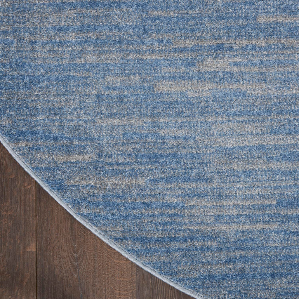 Nourison Essentials Indoor/Outdoor Blue/Grey 6' X Round Area -Rug, Easy -Cleaning, Non Shedding, Bed Room, Living Room, Dining Room, Backyard, Deck, Patio (6 Round)