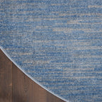 Nourison Essentials Indoor/Outdoor Blue/Grey 6' X Round Area -Rug, Easy -Cleaning, Non Shedding, Bed Room, Living Room, Dining Room, Backyard, Deck, Patio (6 Round)