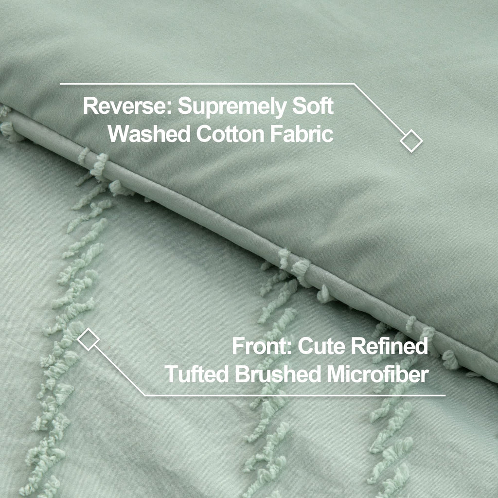 Litanika Sage Green Queen Size Comforter Sets, 3 Pieces Lightweight Chevron Tufted Bedding Comforter Set, Fluffy Down Alternativ