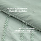 Litanika Sage Green Queen Size Comforter Sets, 3 Pieces Lightweight Chevron Tufted Bedding Comforter Set, Fluffy Down Alternativ