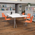 5 Pk. 661 lb. Capacity Orange Sled Base Stack Chair with Air-Vent Back