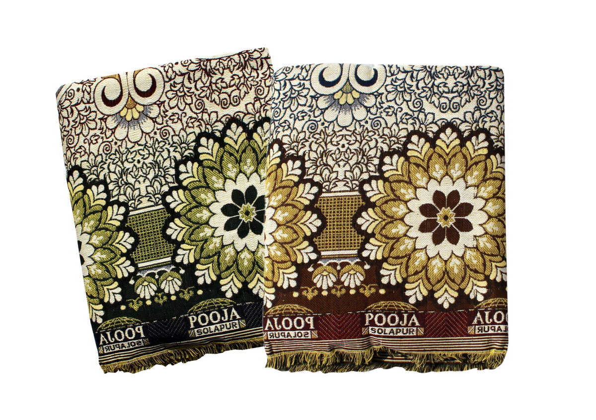 Mandhania Pooja Solapuri Chaddars 100% Cotton Dailyuse Double Bed Blanket Pack of 2  Multicolor