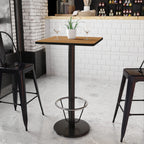 Flash Furniture Stiles 24'' Square Walnut Laminate Table Top With 18'' Round Bar Height Table Base And Foot Ring