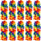 Hananona 100 Pcs Hawaii Leis Colorful Flower Garland Hawaiian Luau Party Neck Loop, Rainbow Luau Leis Necklaces for Hula Leis Da