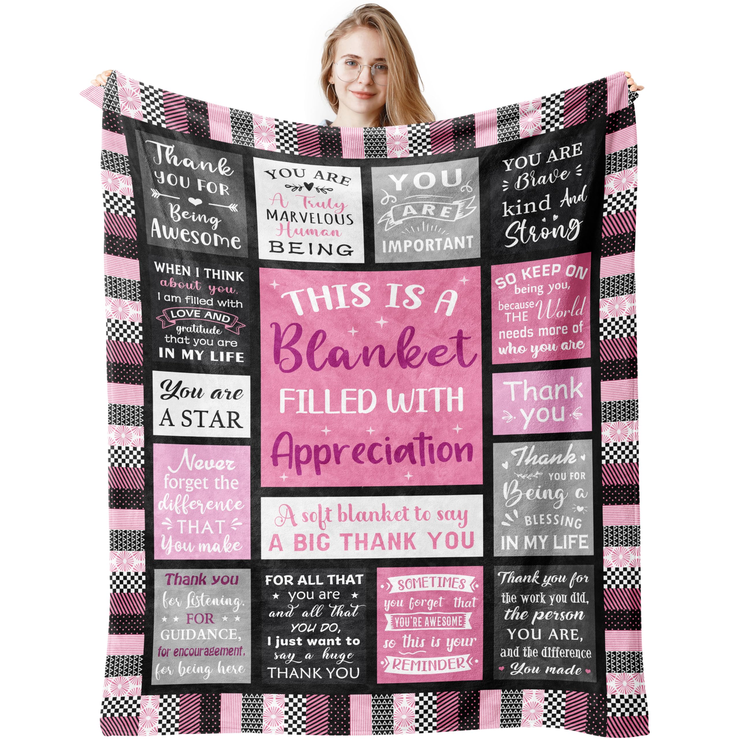 Quwogy Thank You Gifts For Women Blanket 60'X50', Thank You Appreciation Gifts For Coworkers, Employee Appreciation Gifts, Tea