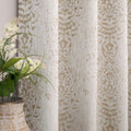 Mrs.Naturall Tan Paisley Curtains For Bedroom 96 Length 50% Blackout Boho Print Bas Relief Extra Long Tufted Curtains For Living Room,52X96 Inches Long