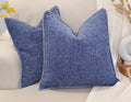 18X18 Pillow Covers Navy Blue Set Of 2, Decorative Pillow Covers Square, Textured Softcozy Chenille Cushion Covers With Trim Edg