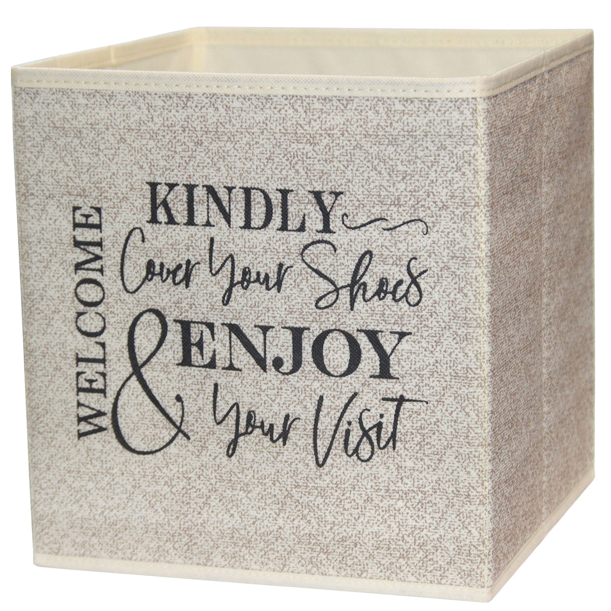 Shoe Cover Box - Welcome Guests to Please Cover Shoes. Indoor Foldable Storage Bin to Fill w/your Favorite Booties. For Homeowne