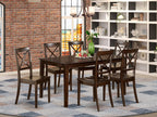 East West Furniture CABO7S-CAP-W 7 Piece Dining Table Set Consist of a Rectangle Kitchen Table and 6 Dining Chairs, 36x60 Inch, Cappuccino