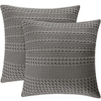 Phf 100% Cotton Waffle Weave Throw Pillow Covers 24' X 24', 2 Pack Square Covers Shell For Elegant Home Decorative, No Insert,
