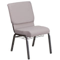 4 Pk. 18.5W Gray Dot Fabric Church Chair, Book Rack - Silver Vein Frame