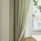Sutuo Home Boho Curtains For Bedroom Living Room Kitchen, Semi-Blackout French Country Farmhouse Vintage Linen Shabby Chic Tassels Hollow Window Treatment Bohemian Drape, 1 Panel 52' W X 63' L, Green