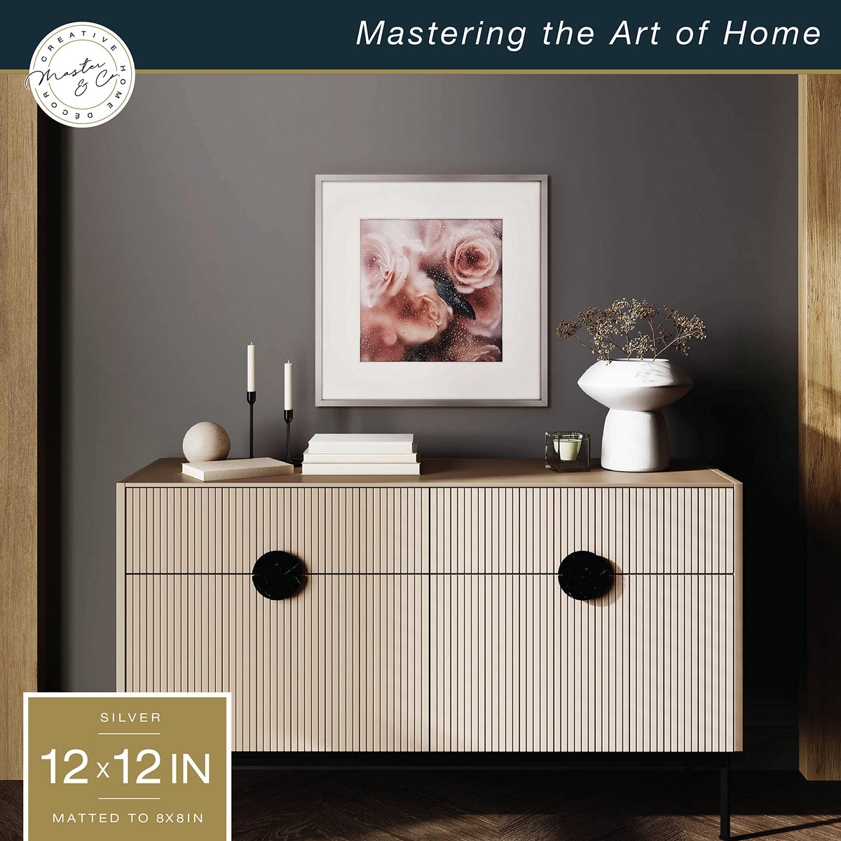 Mcs Master & Co. Foundry Metal Gallery Wall Frame, Dark Silver, 12 X 12 In Matted To 8 X 8 In