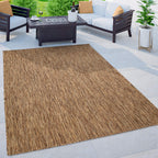 Solid Outdoor Rug For Patio Or Balcony Weatherproof In Mottled Brown Beige, Size: 2' X 3'3'