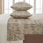 Great Bay Home 4-Piece Full Microfiber Sheet Set Lodge-Printed, Ultra-Soft, Wrinkle & Fade-Resistant Patterns Drawn From Nature All-Season Bedding Sheets & Pillowcases (Full, Bear Mountain)