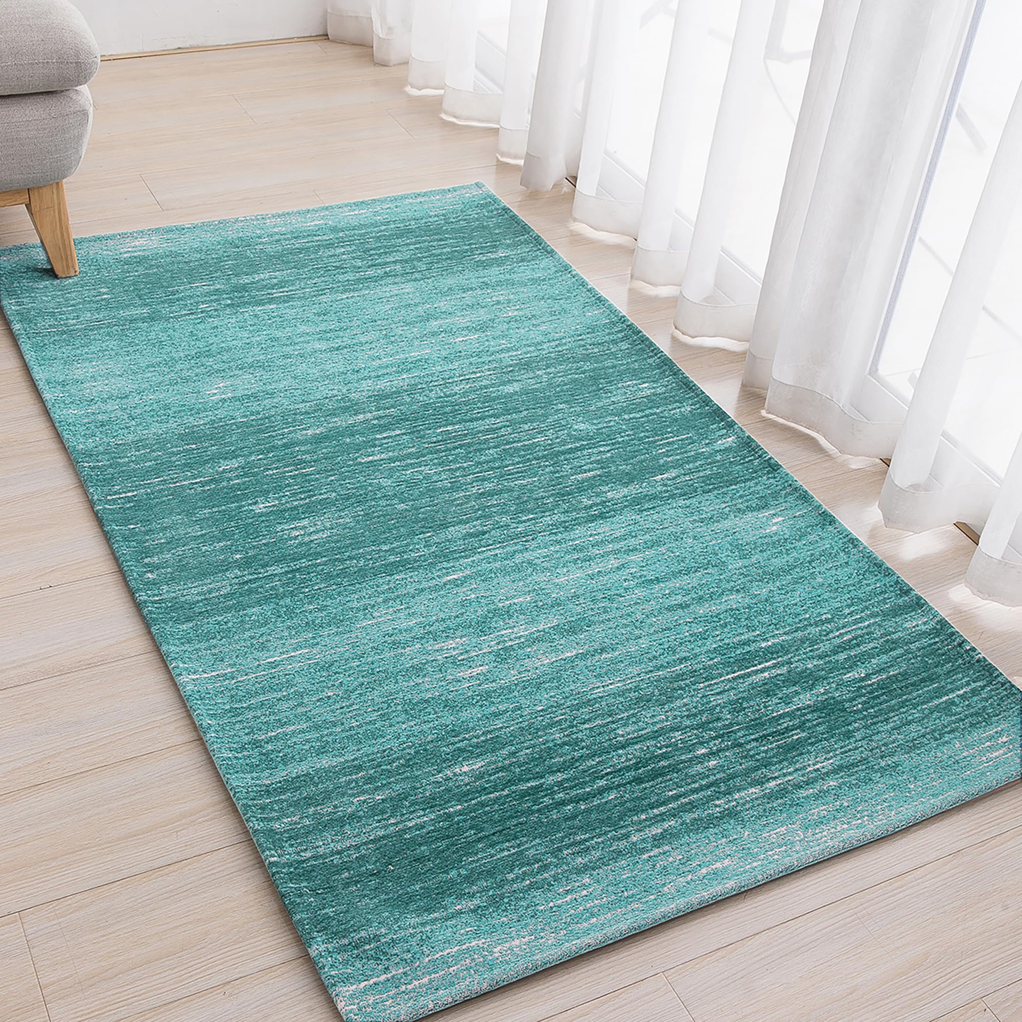 AMIDA 3  5 Entryway Rug Washable Non-Slip Contemporary Modern Abstract Stripe Door Mat Teal Blue Flat Weave Area Rug Available