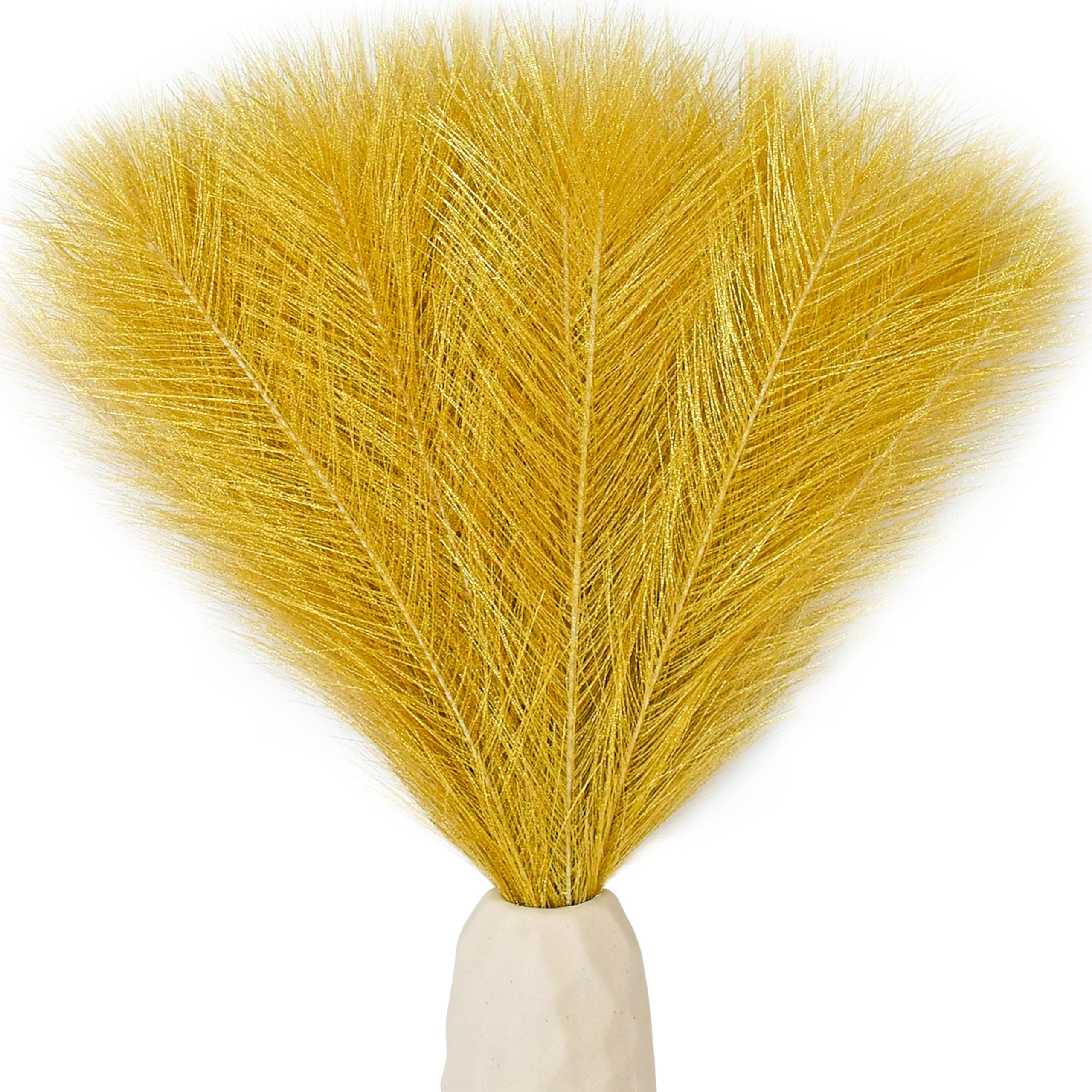 Mandy's 20pcs Gold Silk Pampas Grass Artificial Fake Fall Flowers 18'' for Mother's Day Easter Home Kitchen Wedding Decorations 