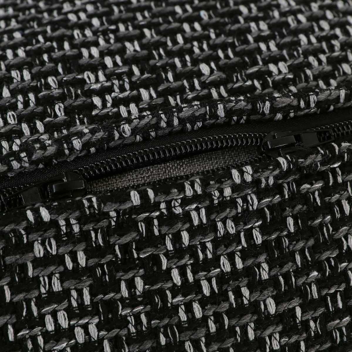 Octorose Full Size 3 Side Zipper Premium Upholstery Basketweave Thick Linen Grey/Black Mixed Futon Cover Slipcover Sofa Day Bed