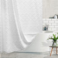 Stall Boho White Woven Fabric Shower Curtain With Tassels 48 X 72 Modern Farmhouse Minimalist Tufted Chevron Striped Shabby Chic