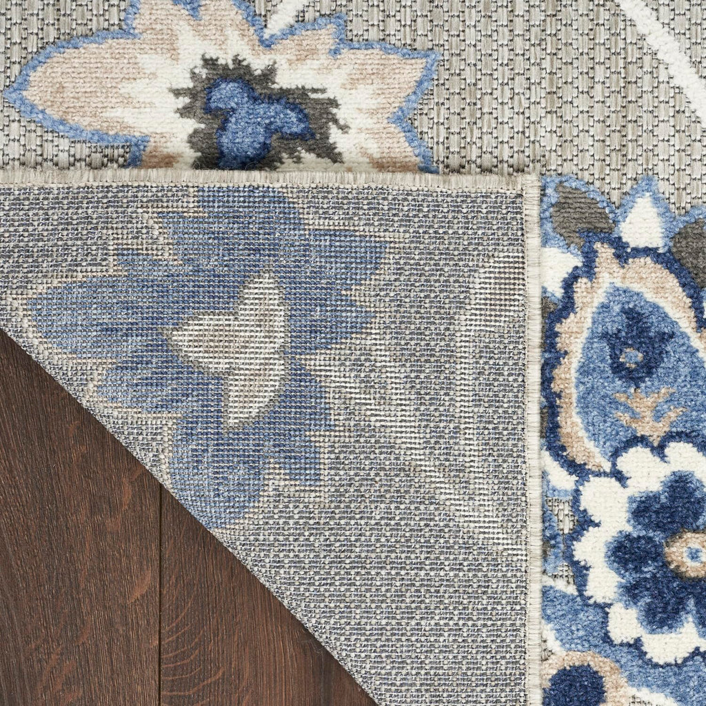 Nourison Aloha Indoor-Outdoor Blue/Grey 5'3' X 7'5' Area Rug, Easy Cleaning, Non Shedding, Bed Room, Living Room, Dining Room, Kitchen (5X7)