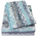 1500 Supreme Collection Extra Soft Summerset Ocean Vibe Chevron Pattern Sheet Set, Full - Luxury Bed Sheets Set With Deep Pocket