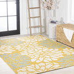 Jonathan Y Smb110G-5 Zinnia Modern Floral Textured Weave Indoor Outdoor Area-Rug, Bohemian Coastal Mediterranean Easy-Cleaning,B