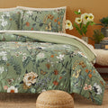 Casaagusto Twin Comforter Set, 5 Pcs Green Butterfly Floral Comforter Set With Flowers Leaves Pattern, Soft Seersucker Design Al