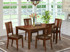 East West Furniture CADU5-MAH-LC Capri 5 Piece Room Set Includes a Rectangle Wooden Table and 4 Faux Leather Kitchen Dining Chairs, 36x60 Inch, Mahogany