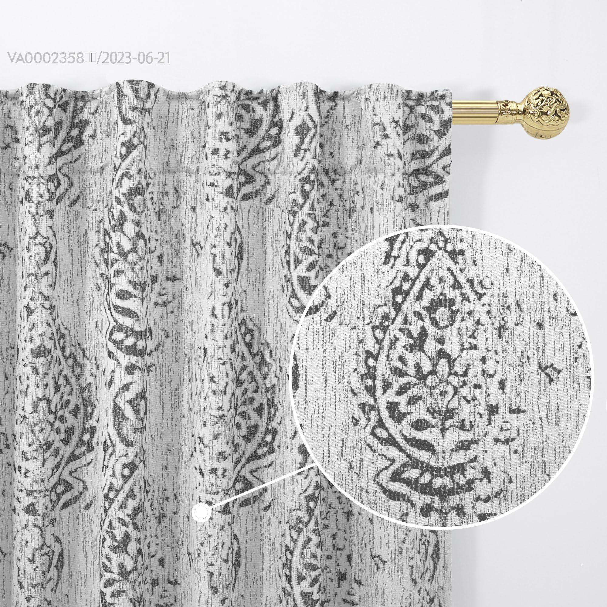 Grey Patterned Decorative Curtains For Living Room 84 Inches Long,Only 50% Black Out Room Darkening Blackout Window Curtain Panels For Bedroom,Set Of 2,52X84 Inch Length,Gray