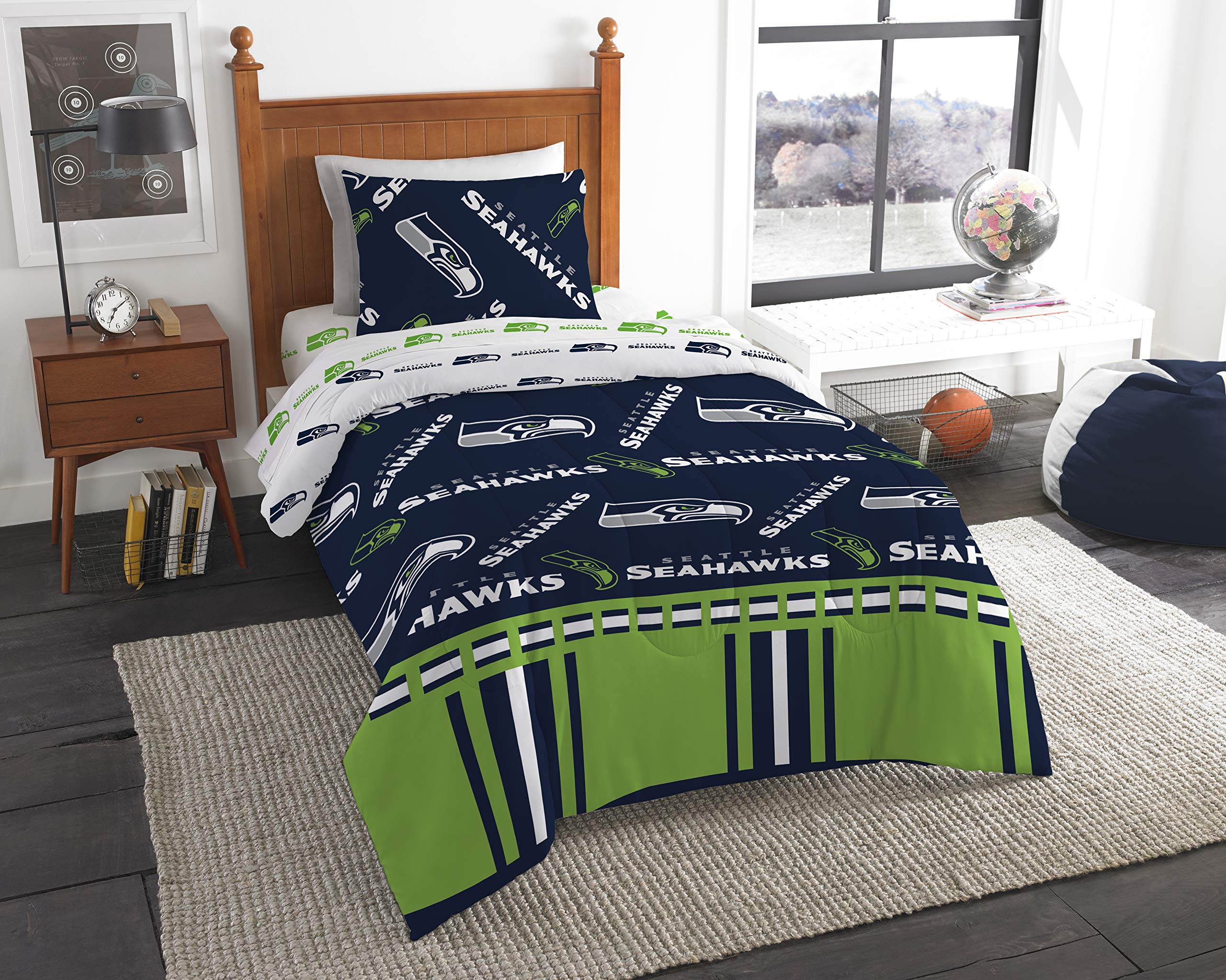 Officially Licensed NFL Seattle Seahawks Twin Bed In a Bag Set, 64 x 86