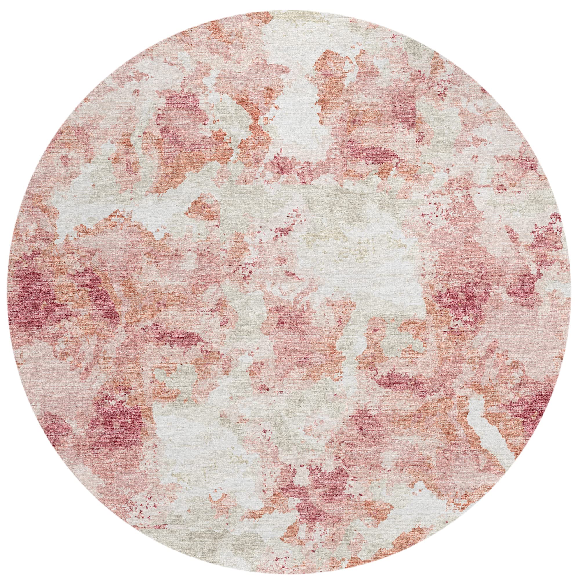 Addison Rugs Indoor/Outdoor Accord Aac32 Pink Washable 8' X 8' Indoor Outdoor Round Rug, Easy Clean, Machine Washable, Non Shedding, Bedroom, Living Room, Dining Room, Kitchen, Patio Rug