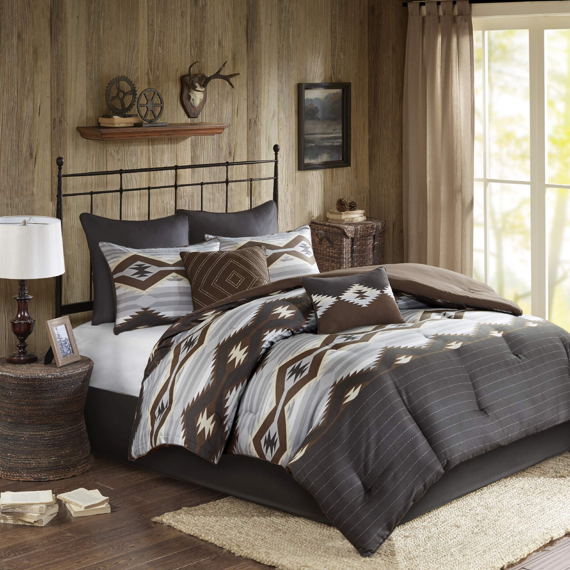 Woolrich Rustic Lodge Cabin Comforter Set - All Season Down Alternative Warm Bedding Layer And Matching Shams, Oversized King, B