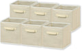 Simple Houseware Foldable Cloth Storage Cube Basket Bins Organizer, Beige - 6 Pack