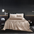 Hommxjf 4Pcs Satin Sheets Set Twin Size Sheets Taupe Sheets Silky Breathable Luxury Bedding Sheets With 1 Satin Flat Sheet,1Deep