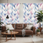 Ambesonne Leafy Art Window Curtains Pack Of 2, Futuristic Fractal Look Leaves With Geometric Details Dreamy Tones, Lightweight S