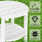 Lzrs Round Adirondack Side Table Double End Table, Outdoor Side Tables For Patio, Backyard,Pool, Indoor Companion, Easy Maintenance & Weather Resistant(White)