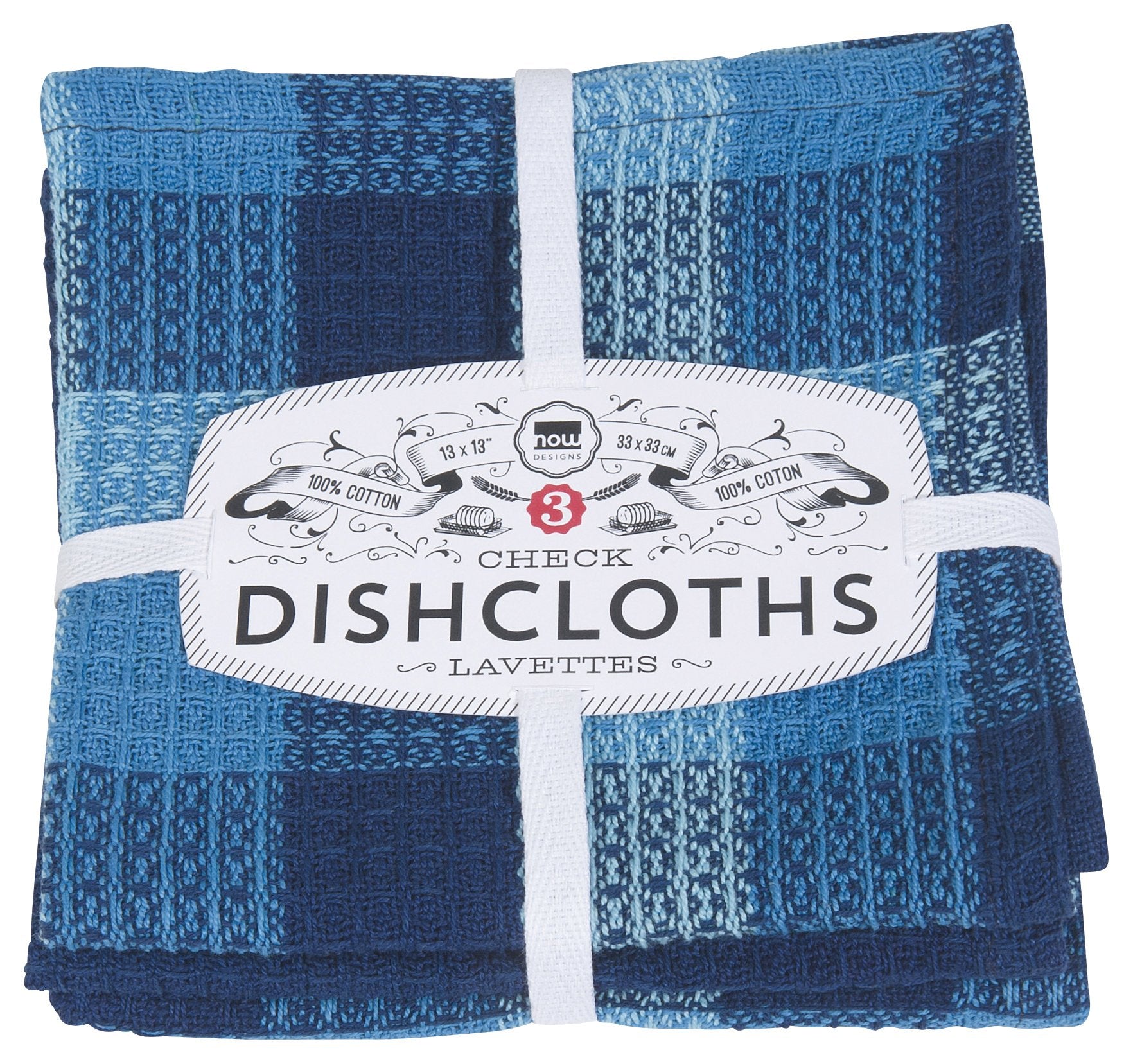Now Designs Check Dishcloth Set, Indigo