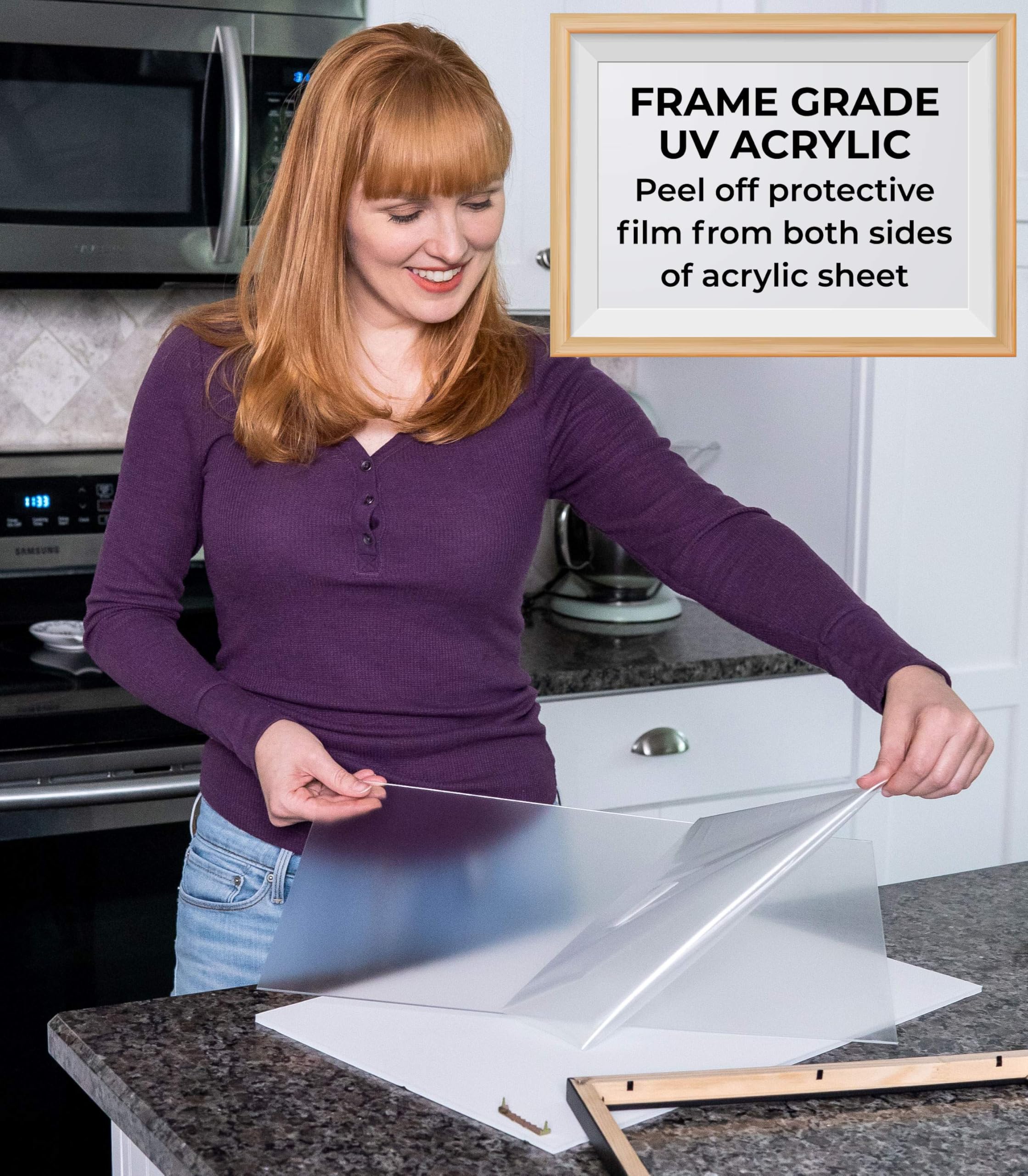 29X41 Frame Black Solid Wood Picture Frame - Modern Photo Frame Includes Uv Acrylic Shatter Guard Front, Acid Free Foam Backing