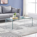 SMARTIK Glass Coffee Table, Modern Tempered Clear Coffee Tables Decor for Living Room, Easy to Clean and Safe Rounded Edges (Med