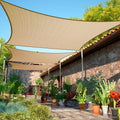 Shademart 22' X 24' Sand Beige Sun Shade Sail Upf50 Rectangle Smtaps16 Canopy Fabric Cloth Screen, Water And Air Permeable & Uv