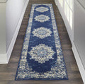 Nourison Grafix Traditional Navy Blue 23 x 10 Area -Rug, Easy -Cleaning, Non Shedding, Bed Room, Living Room, Dining Room, Kit