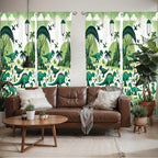 Ambesonne Dinosaur Window Curtains Pack Of 2, Modern Artwork Of Jurassic Scenario With Dino Animals And Wild Jungle, Lightweight