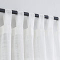 Voilybird Linen Semi Sheer Curtains Tab Top Light Filtering Elegant Short Curtains & Drapes For Bedroom 52 X 63 Inches Long, 2 P