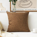 Home Brilliant Brown Pillow Covers Decoration Solid Linen Throw Cushion Cover for Living Room, 24x24 inch, 60cm